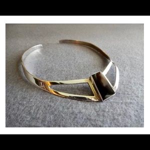 Vintage collar sterling onyx necklace